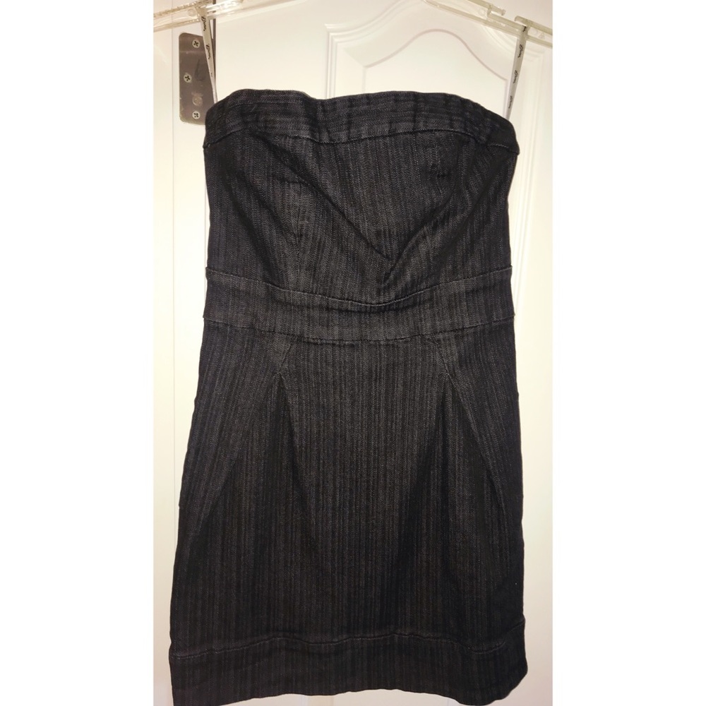 Guess Strapless Black Denim Dress